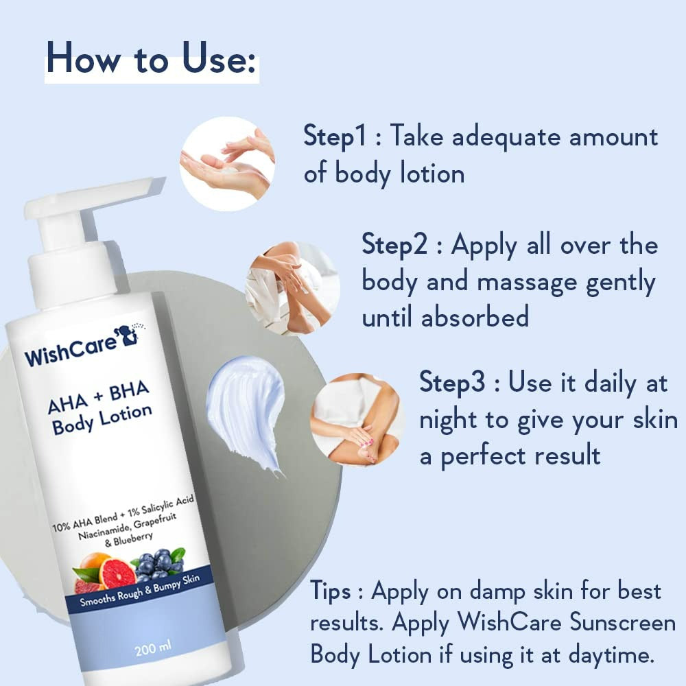 WishCare 10% AHA + 1% BHA Body Lotion for Smooths Rough & Bumpy Skin - Distacart