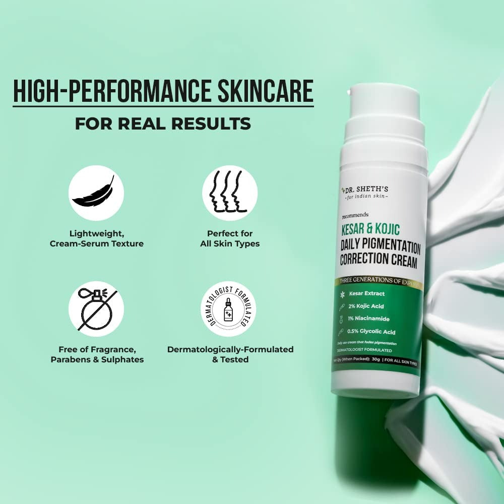 Dr. Sheth's Kesar & Kojic Daily Pigmentation Correction Cream - Distacart