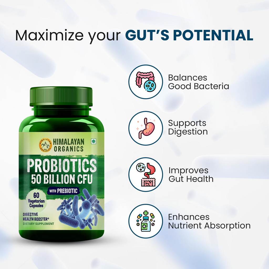 Himalayan Organics Probiotics Supplement 50 billion Prebiotics Capsules - Distacart