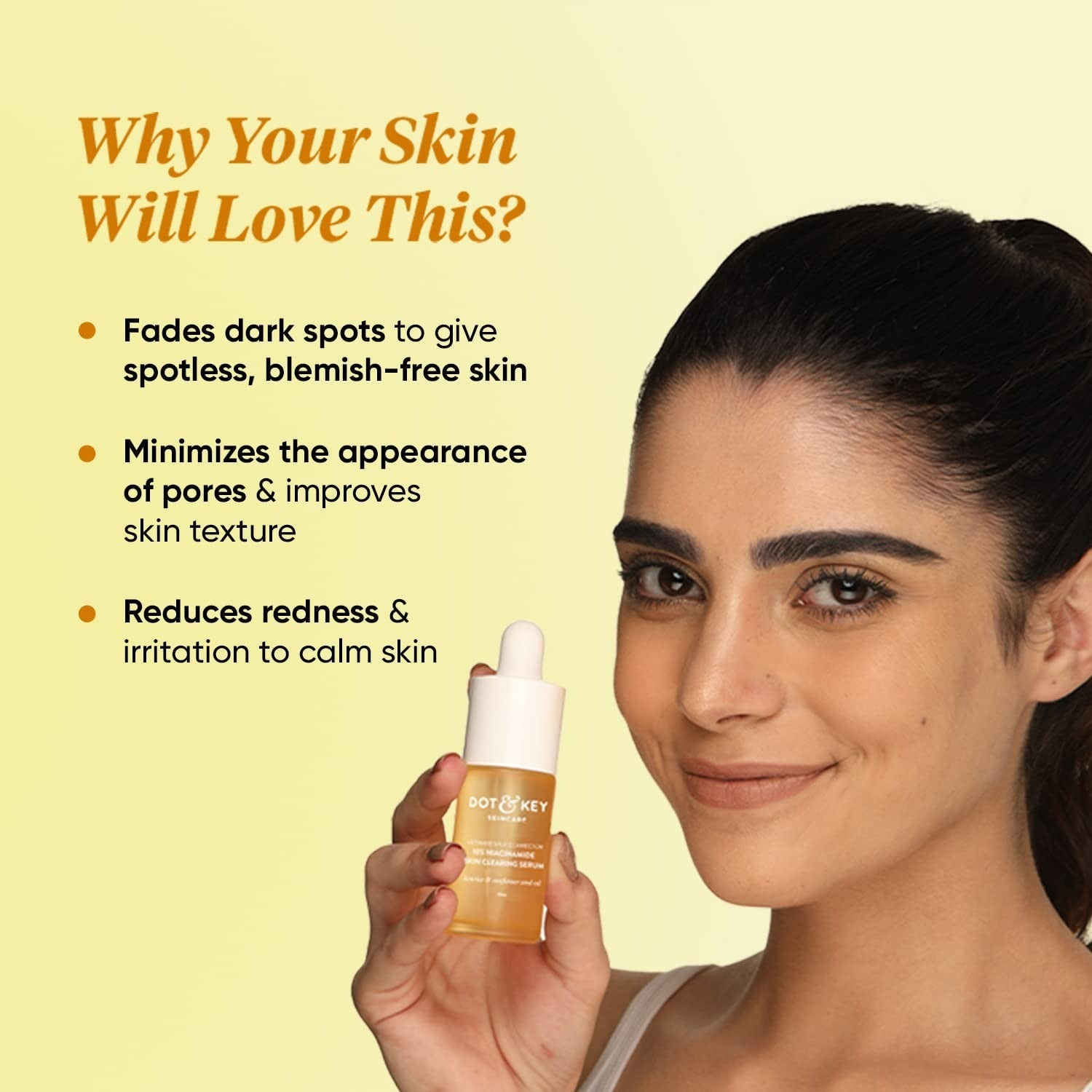 Dot & Key 10% Niacinamide Skin Clearing Face Serum With 10% Niacinamide, 1% Zinc & Sunflower Seed Oil