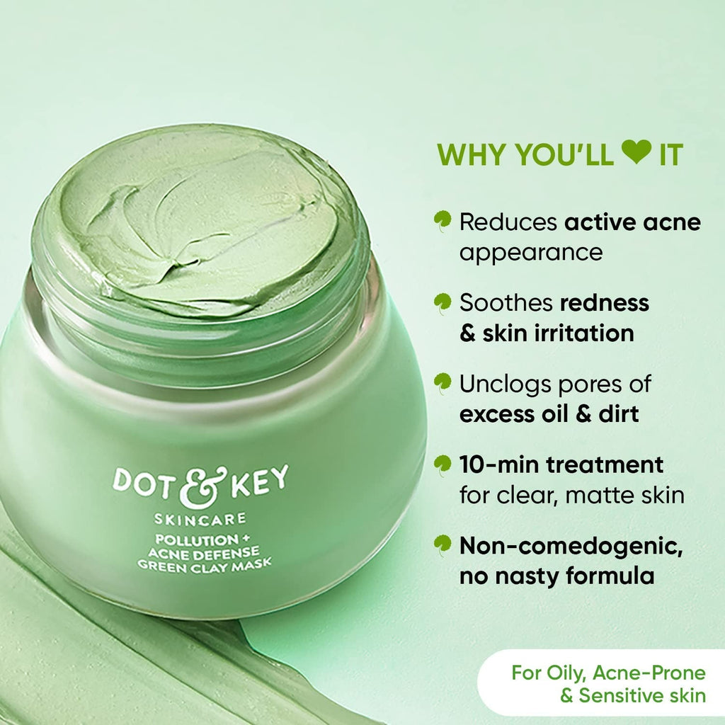 Dot & Key Pollution + Acne Defense Green Clay Face Mask - Distacart
