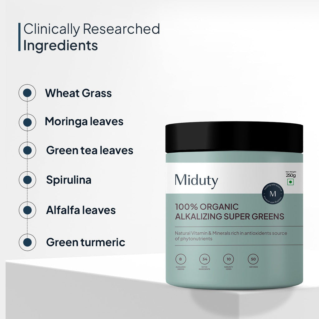 Miduty by Palak Notes 100% Organic Alkalizing Super Greens Powder - Distacart