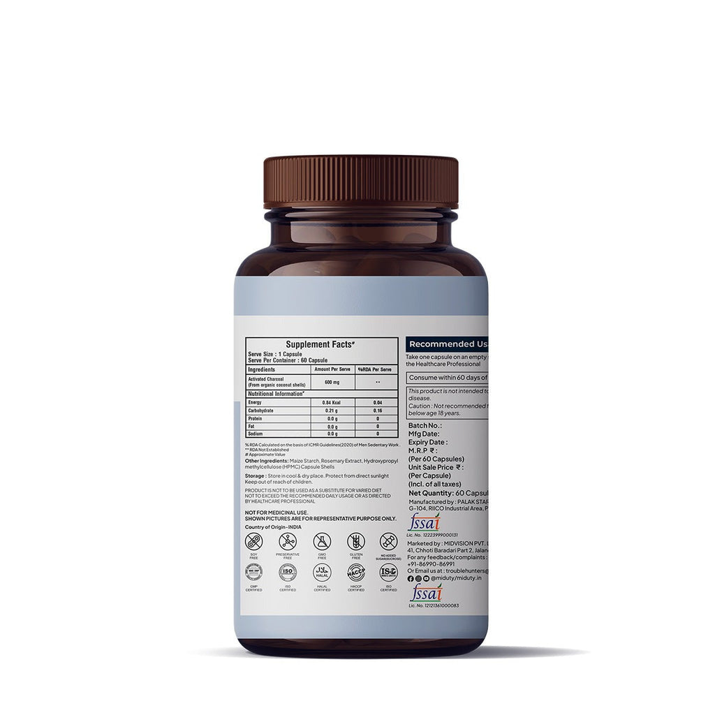 Miduty by Palak Notes Activated Charcoal Capsules - Distacart