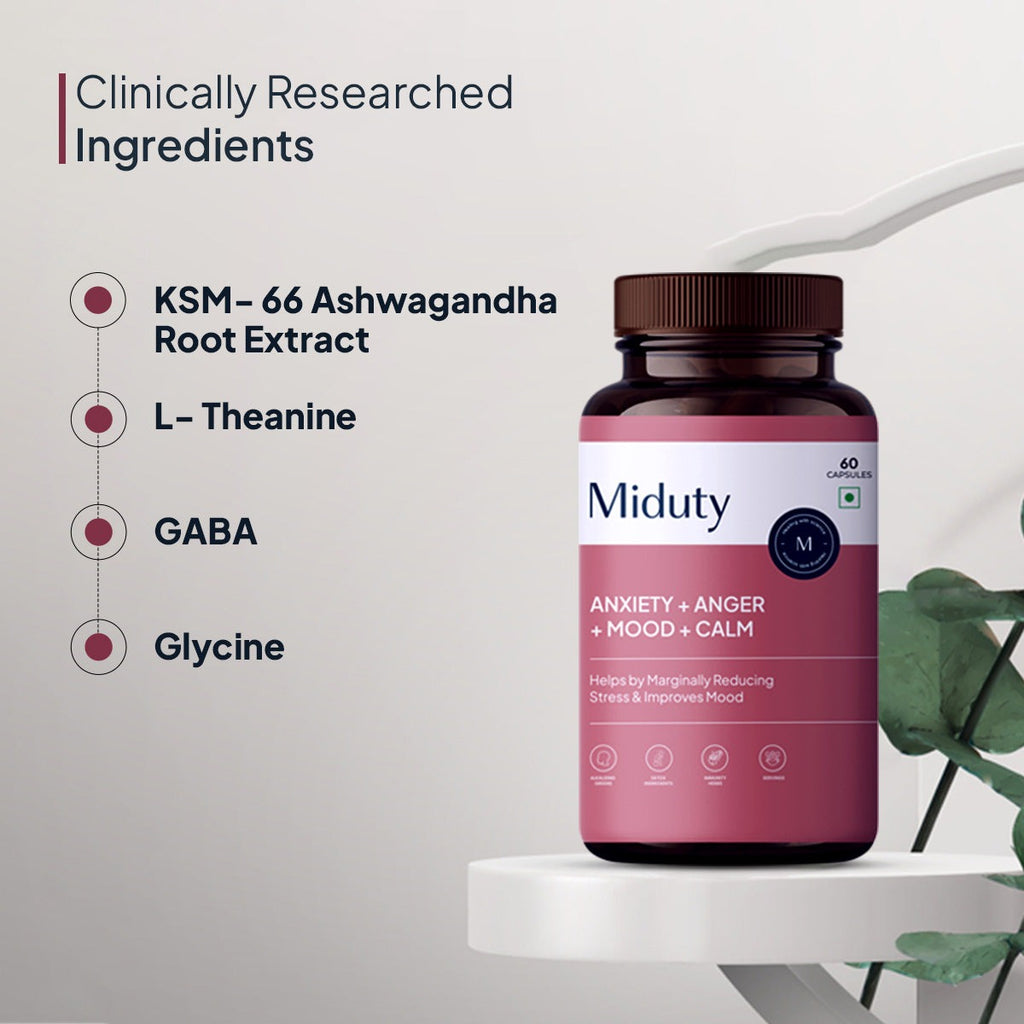 Miduty by Palak Notes Anxiety + Anger + Mood + Calm Capsules - Distacart