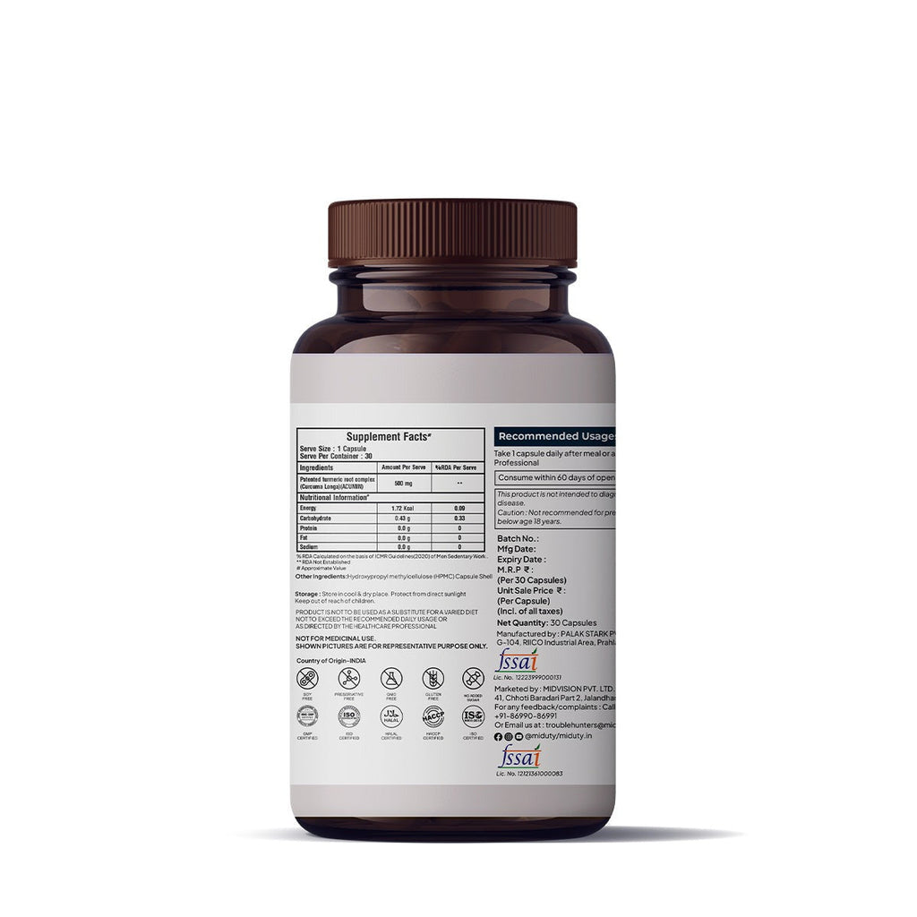 Miduty by Palak Notes Complete Turmeric Matrix Capsules - Distacart