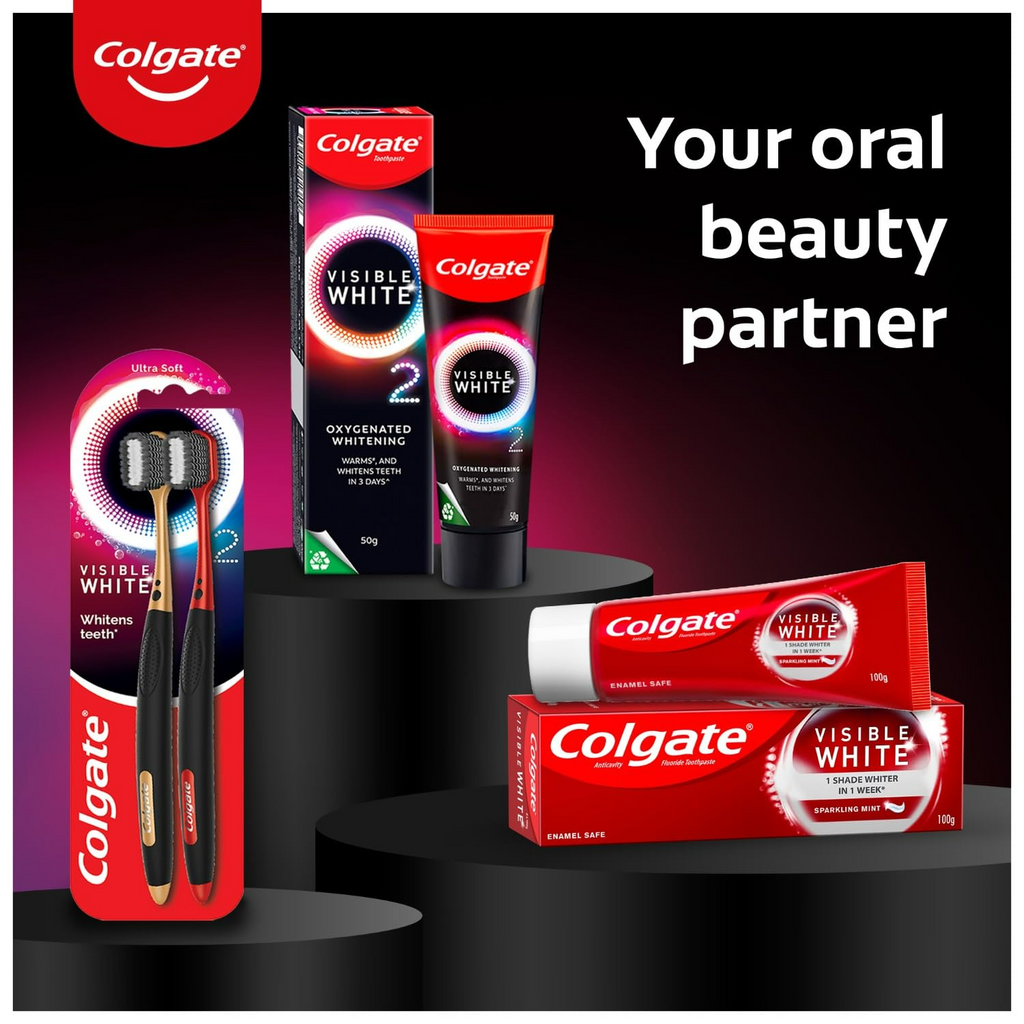 Colgate Visible White O2 Teeth Whitening Toothpaste with Peppermint Sparkle - Distacart