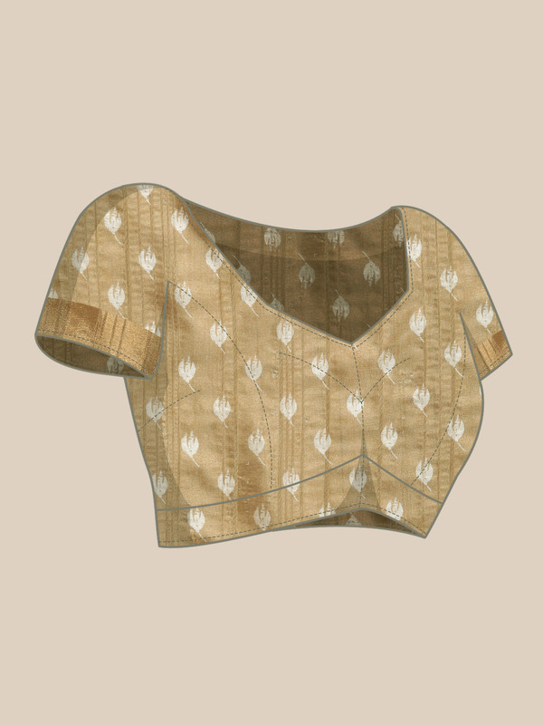Beige Silk Blend Digital Print Floral Saree with Unstitched Blouse - Hiral Fashion