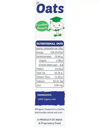 TummyFriendly Foods Certified Organic Oats Porridge Mix for 6 Months Old - Distacart