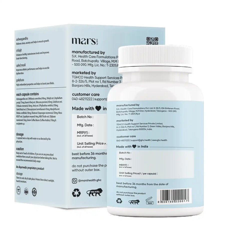 Mars By GHC Surge Max Capsules with Ashwagandha, Gokshura, Safed Musli - Distacart