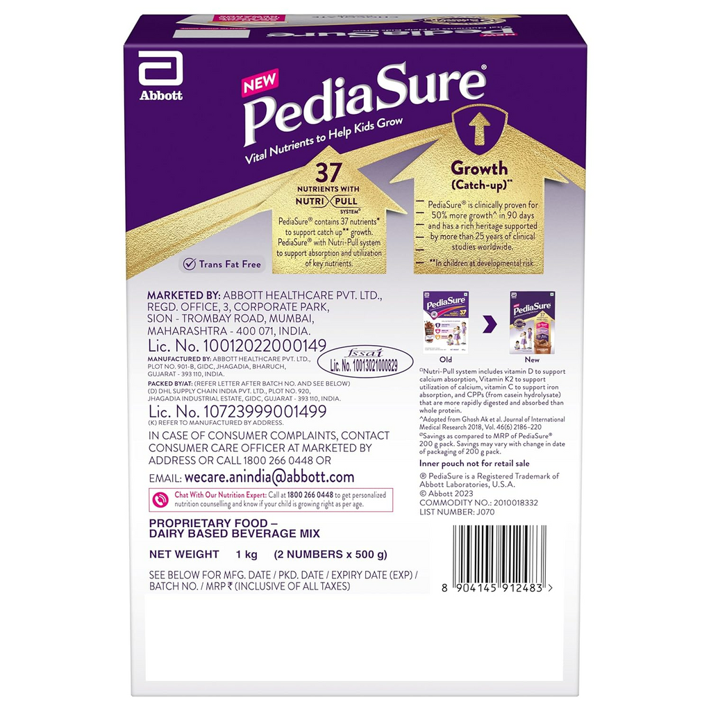 Pediasure Health and Nutrition Drink Powder for Kids Growth (Premium Chocolate) - Distacart