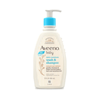 Aveeno Baby Daily Moisture Wash & Shampoo - Natural Oat Gentle Cleanser For Hair, Sensitive Body Skin