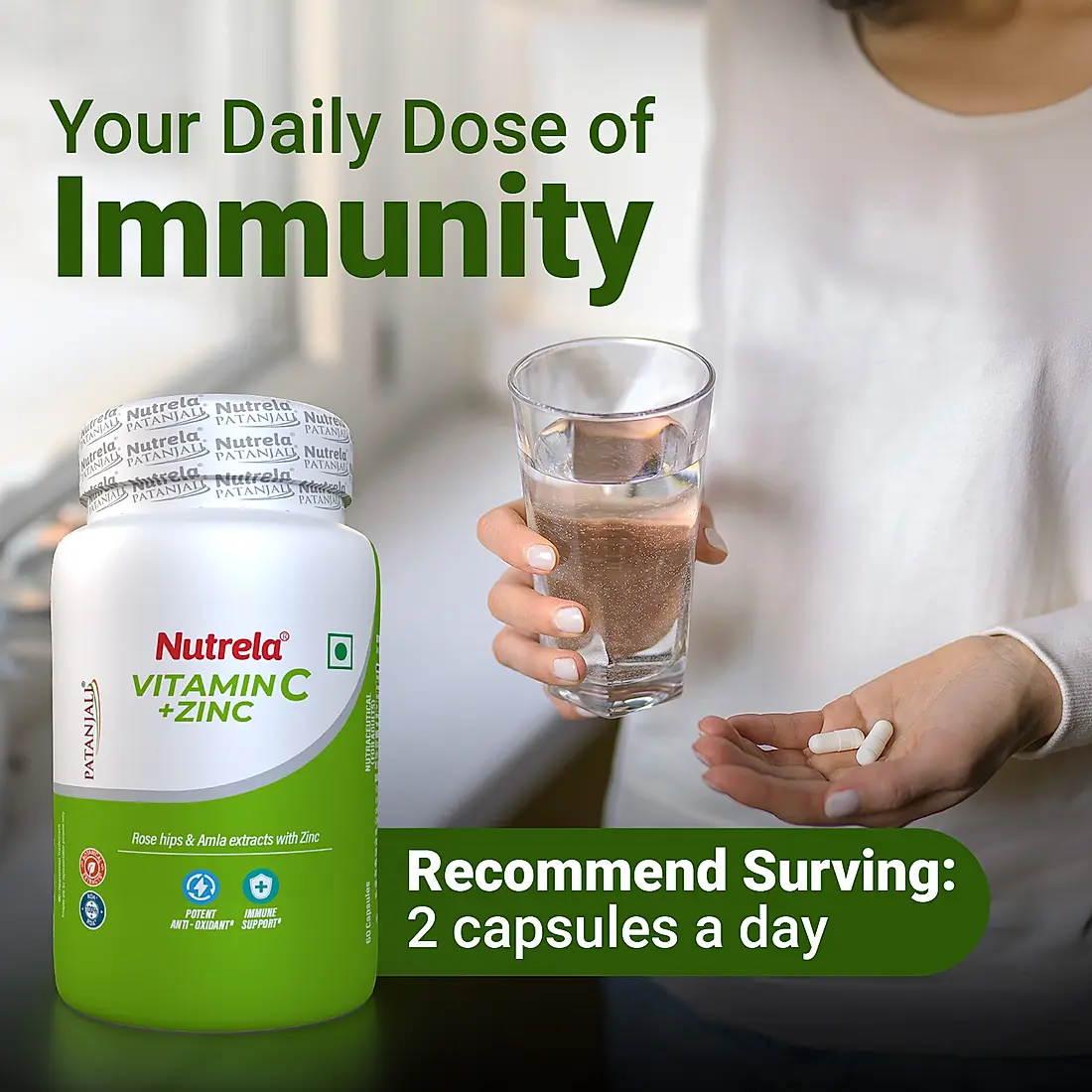 Patanjali Nutrela Natural Vitamin C Plus Zinc Tablets - Distacart