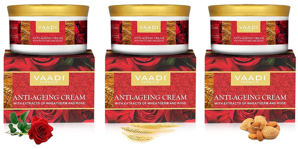 Vaadi Herbals Value Anti Ageing Cream, Almond Wheatgerm Oil and Rose - Distacart