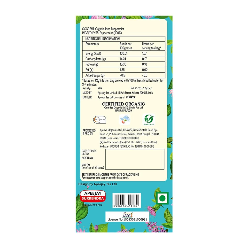 Typhoo Refreshing Organic Peppermint Tea Bags - Distacart