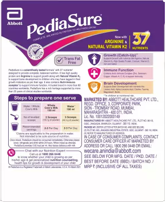 Pediasure Health and Nutrition Drink Powder for Kids Growth (Premium Chocolate) - Distacart