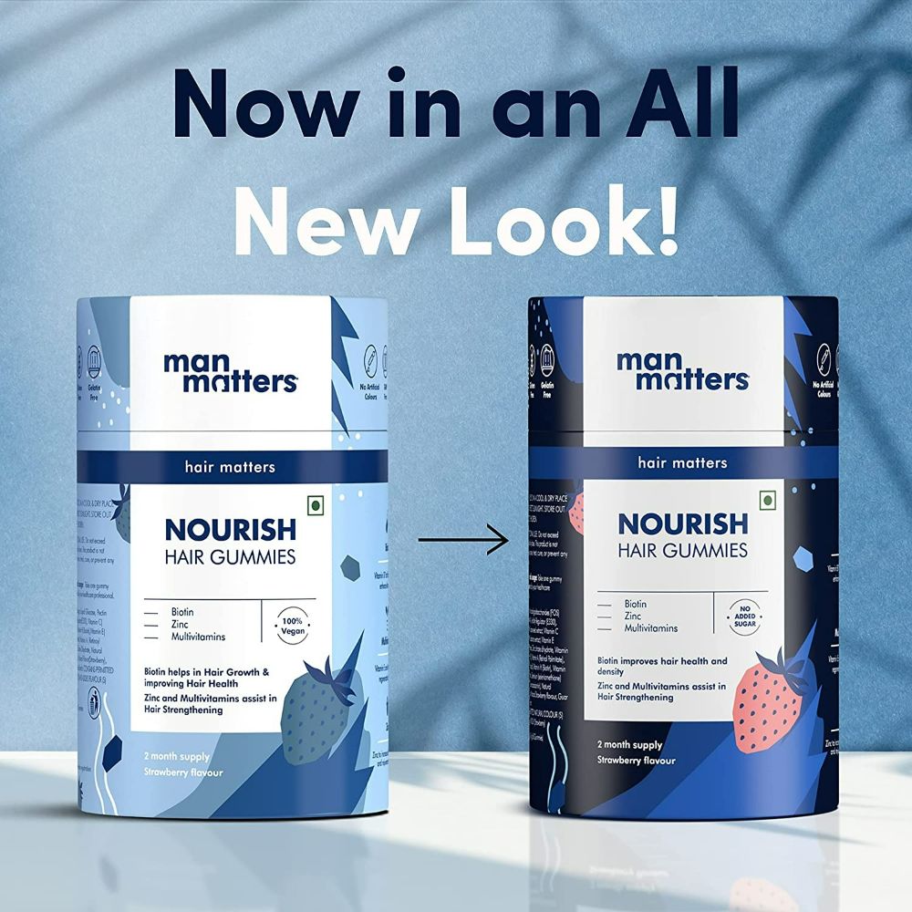 Man Matters Biotin Nourish Hair Gummies With Multivitamins (Sugar Free) - Strawberry Flavor - Distacart