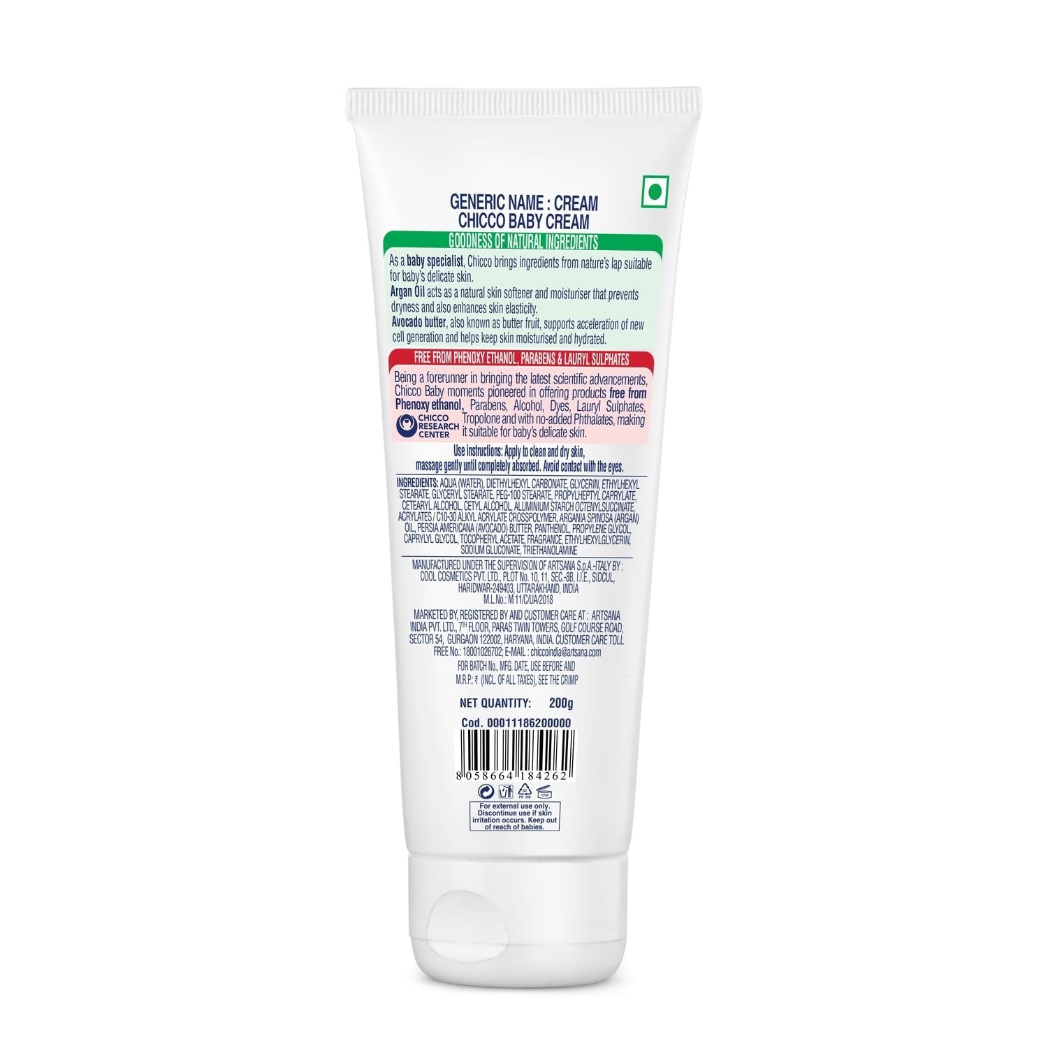 Chicco Baby Cream Argon Oil & Avocado Butter