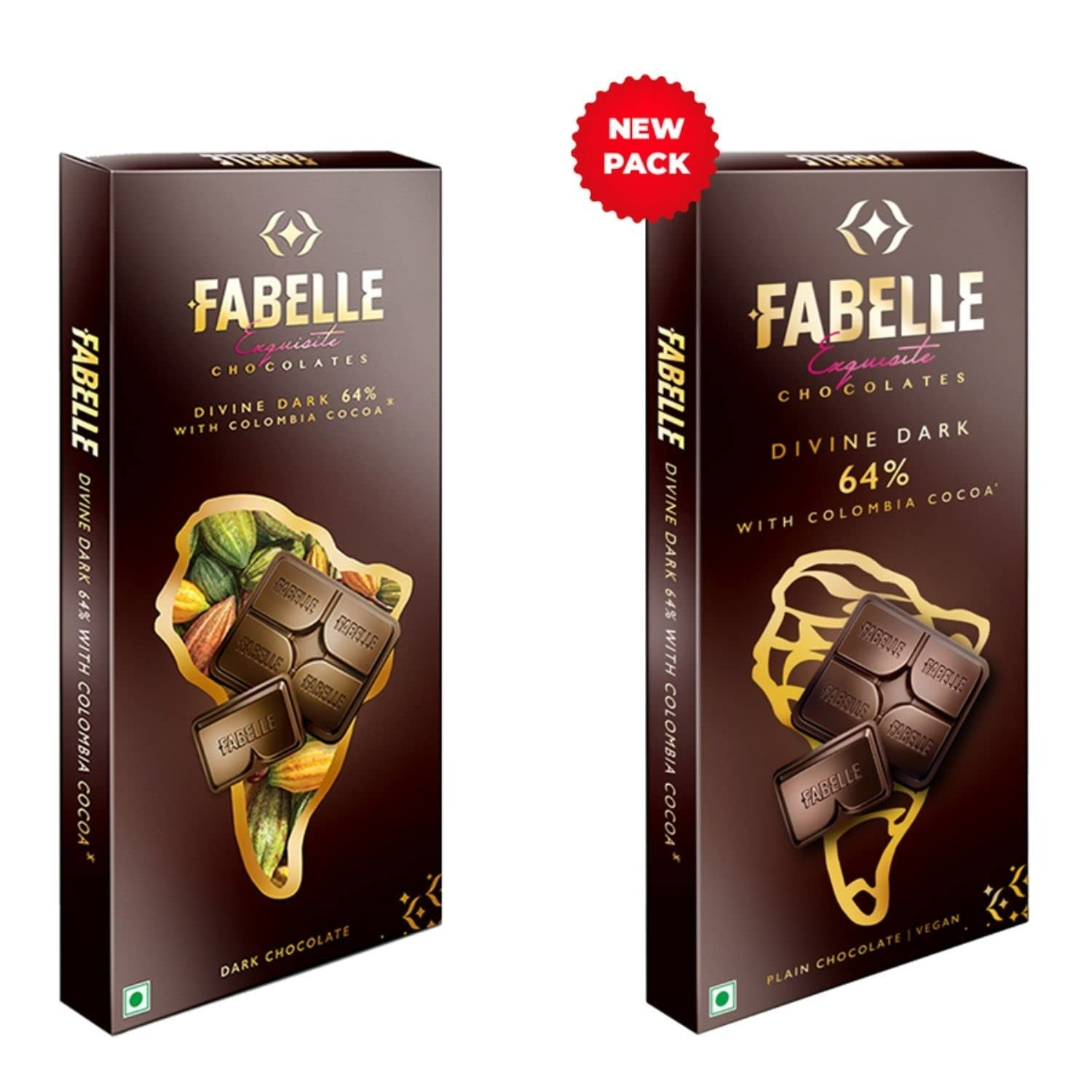 Fabelle Divine Dark 64% With Colombia Cocoa - Dark Chocolate Luxury Bar