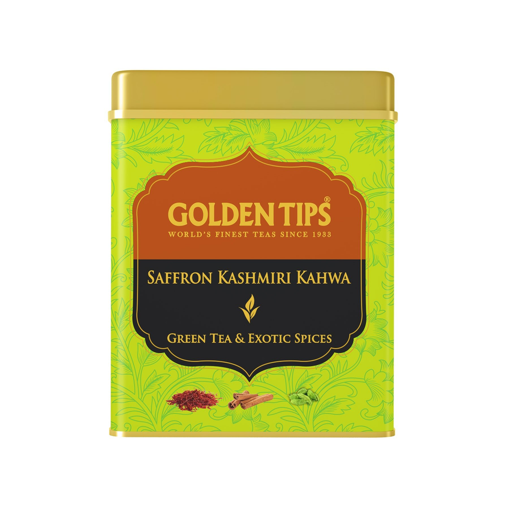 Golden Tips Kashmiri Kahwa Green Tea - Tin Can - Distacart