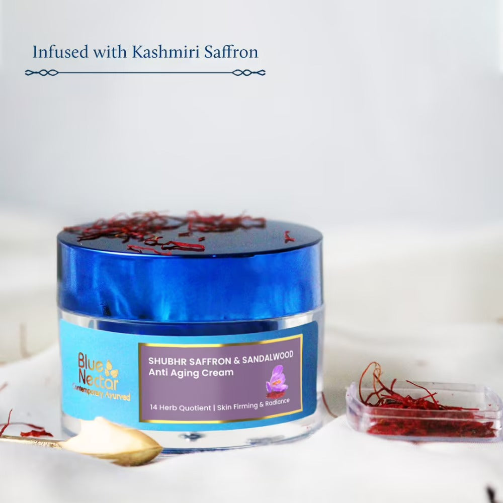 Blue Nectar Shubhr Anti Aging Saffron & Sandalwood Cream for Women - Distacart