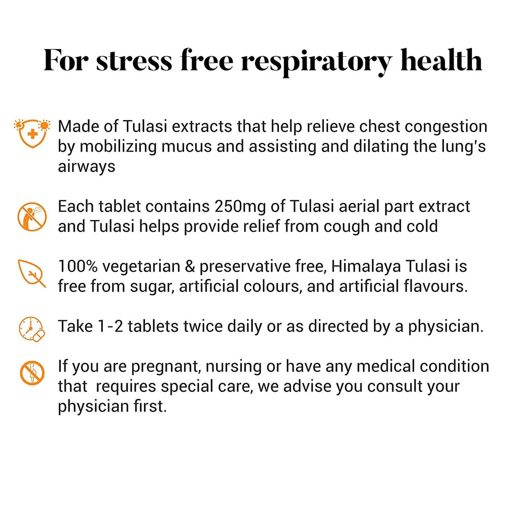 Himalaya Wellness Pure Herbs Tulasi Respiratory Wellness - 60 Tablets - Distacart