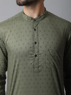 Even Apparels Green Pure Cotton Kurta With Band Collar - Distacart