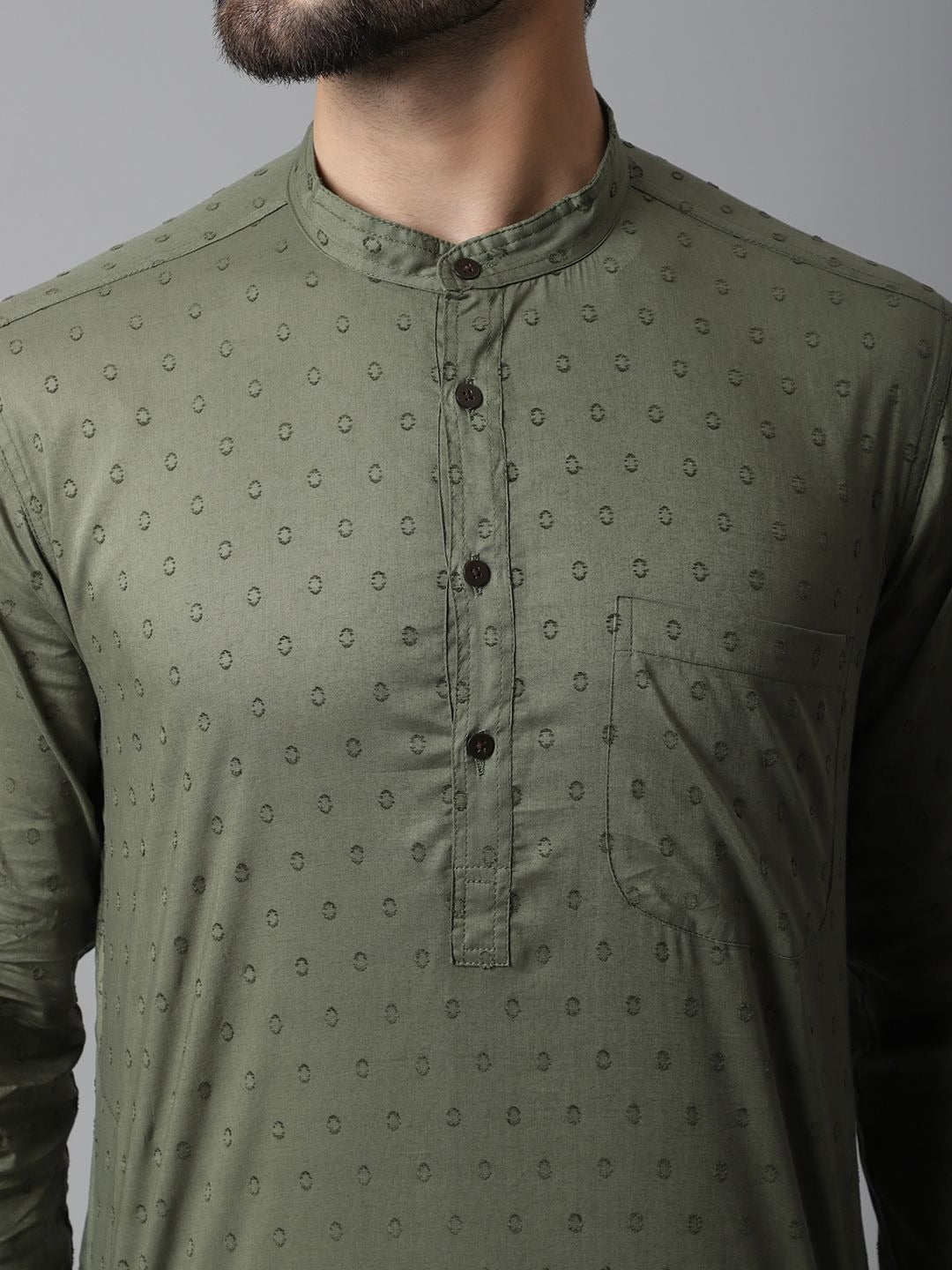 Even Apparels Green Pure Cotton Kurta With Band Collar - Distacart