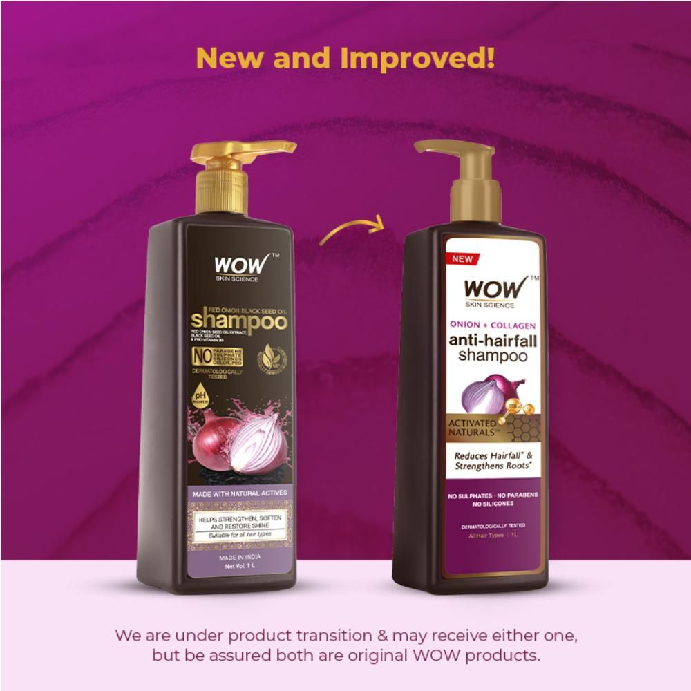 Wow Skin Science Onion & Collagen Anti Hairfall Shampoo For Strenghtens Roots & Prevents Hair Breakage - Distacart