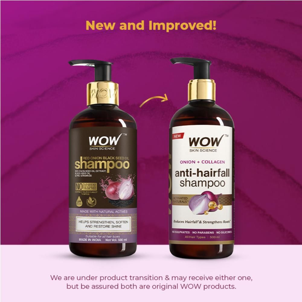 Wow Skin Science Onion & Collagen Anti Hairfall Shampoo For Strenghtens Roots & Prevents Hair Breakage - Distacart