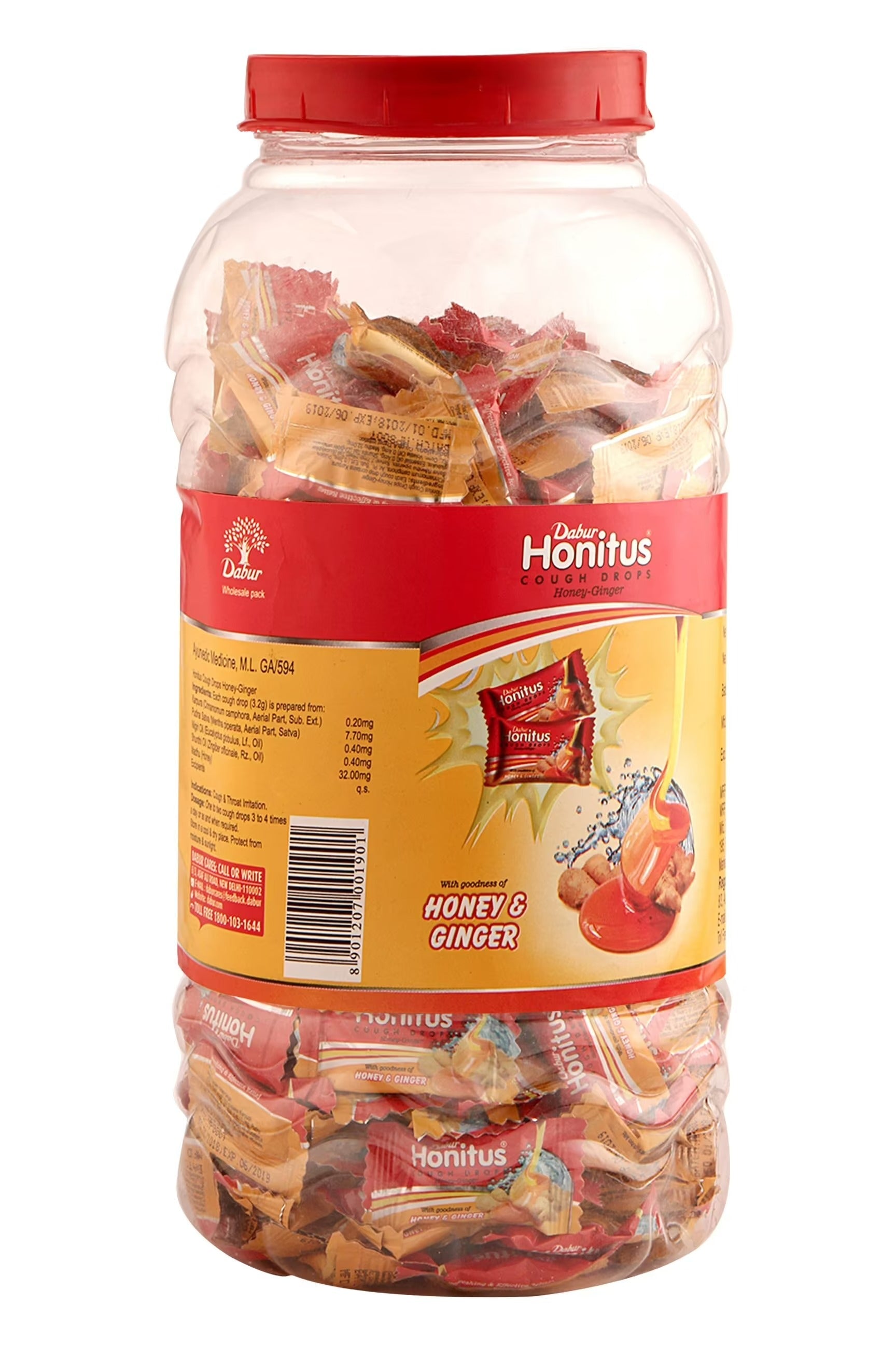 Dabur Honitus Lozenges Jar - 300 Count (Honey Ginger) - Distacart