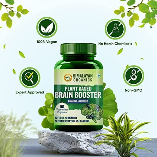 Himalayan Organics Plant-Based Brain Booster Supplement Capsules - Distacart