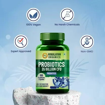 Himalayan Organics Probiotics 35 Billion CFU Prebiotics Vegetarian Capsules - Distacart