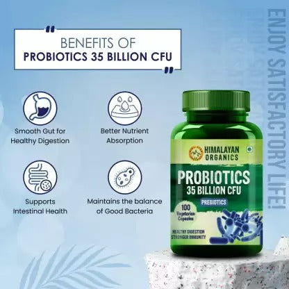 Himalayan Organics Probiotics 35 Billion CFU Prebiotics Vegetarian Capsules - Distacart
