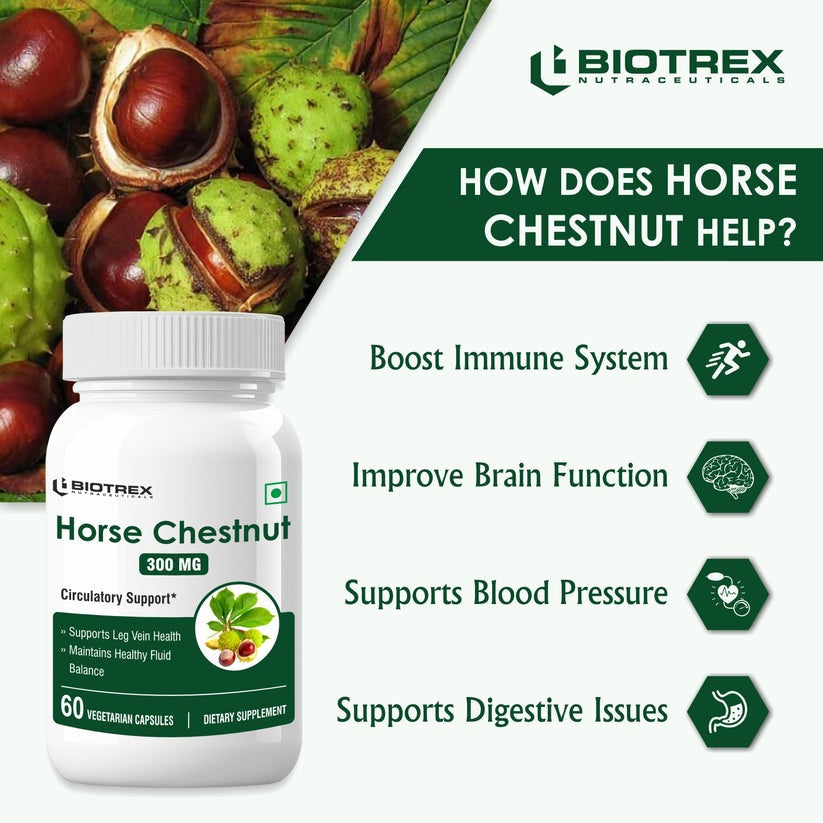 Biotrex Horse Chestnut 300Mg Veg Capsules - Distacart