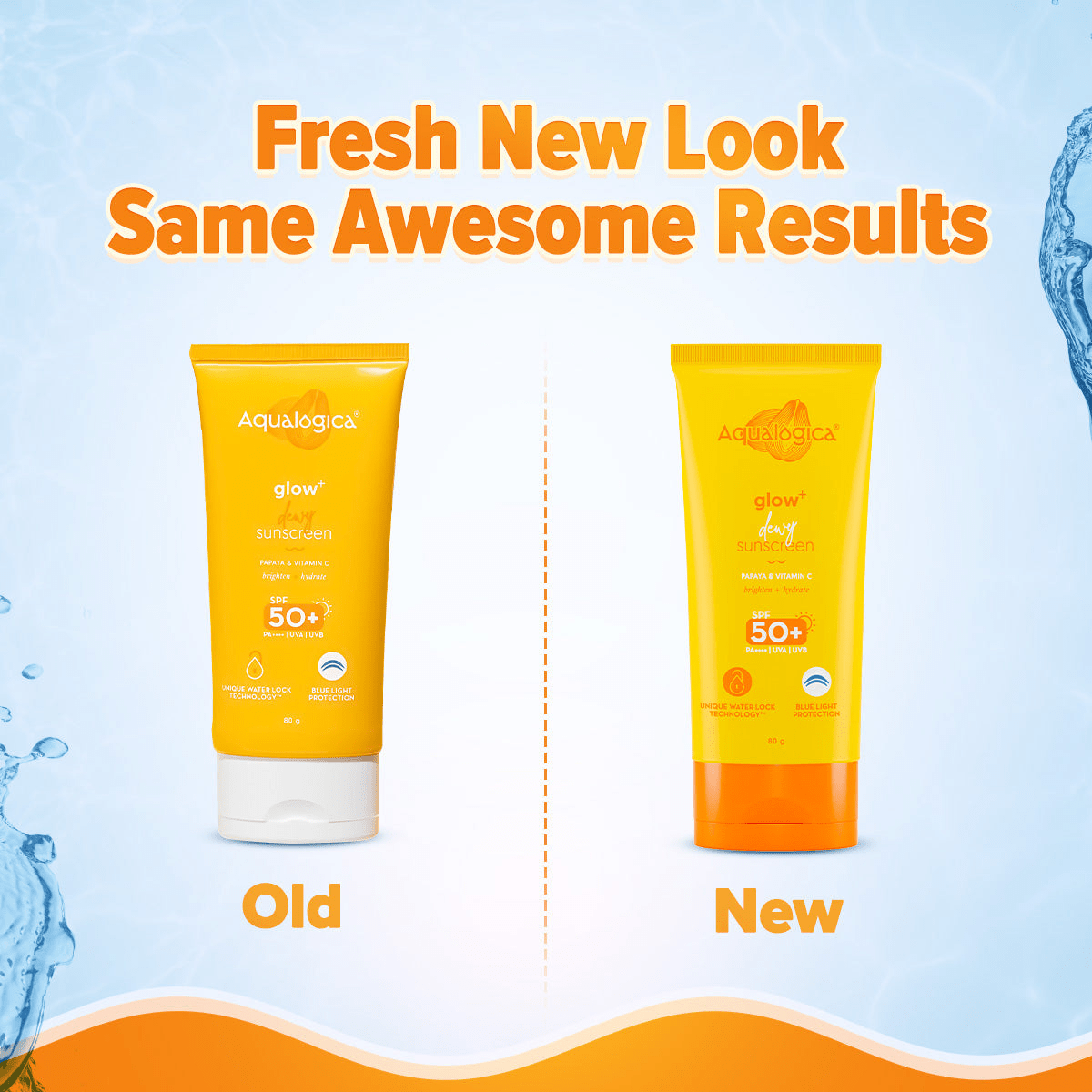 Aqualogica Glow + Dewy Sunscreen With Papaya & Vitamin C SPF 50+ PA++ - Distacart