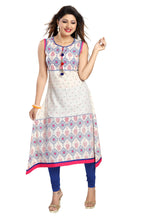 Snehal Creations Print Precious White A-Line Designer Cotton Tunic - Distacart