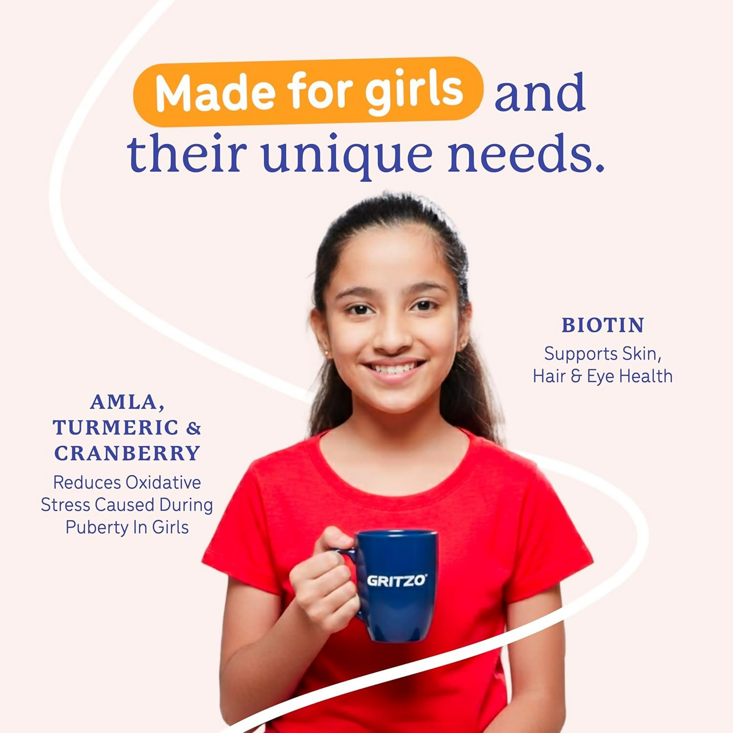 Gritzo SuperMilk Growth+ (Formerly Height+) Unsweetened Drink Mix (10-12y Girls), 12g Protein Powder Creamy Vanilla