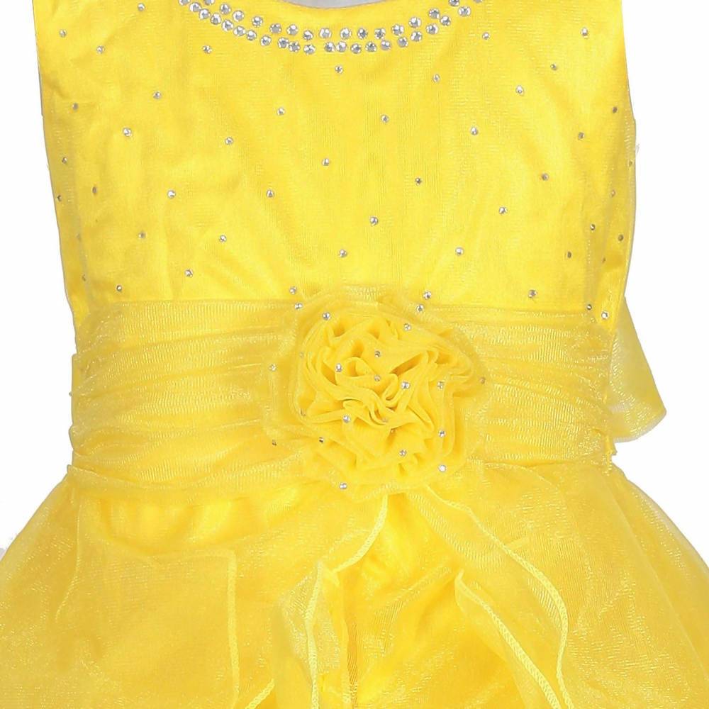 Asmaani Baby Girl's Yellow Color Satin Knee Length Frock (AS-DRESS-22141)