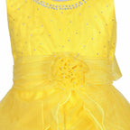 Asmaani Baby Girl's Yellow Color Satin Knee Length Frock (AS-DRESS-22141)