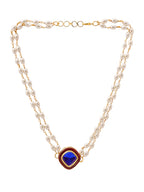 Ruby Raang Blue Meenakari & Pearl Choker