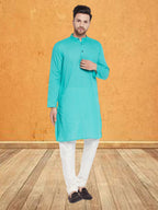 Even Apparels Men's Pure Cotton Green Kurta