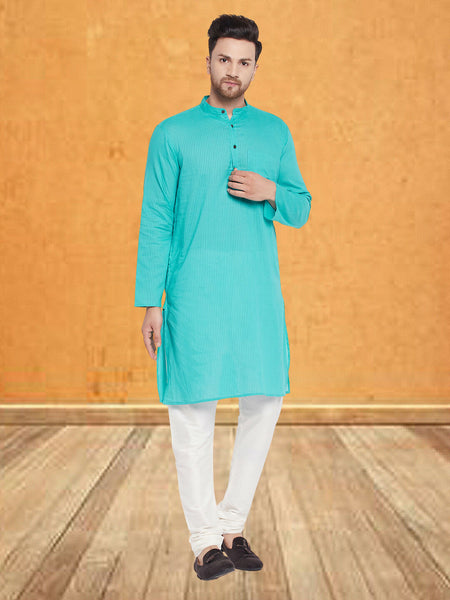 Even Apparels Men's Pure Cotton Green Kurta