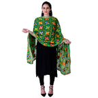 SWI Stylish Embroidered Phulkari Chiffon Green Dupatta