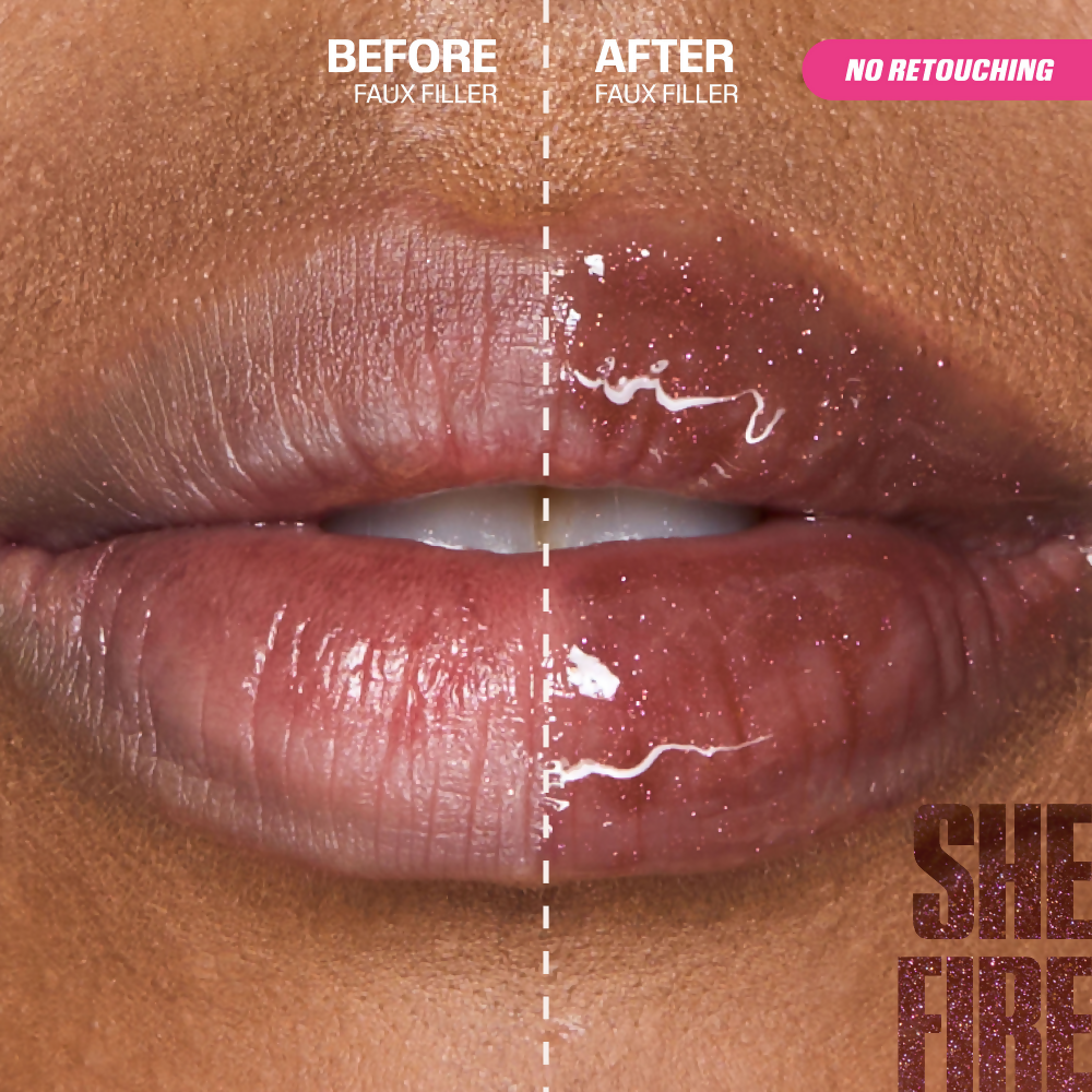 Huda Beauty Icy Nude Faux Filler Lip Gloss - She Fire