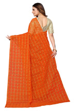Vamika Ethnic Fire Orange Jari Work Chiffon Saree - Distacart