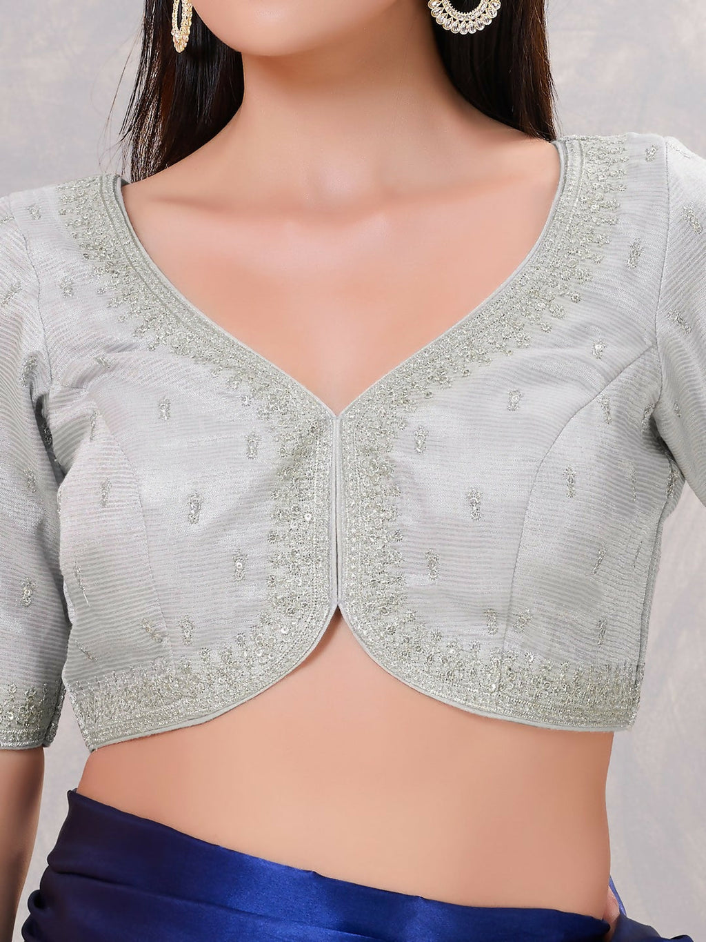 Joban Fashion Women Silk Silver Stitched Blouse