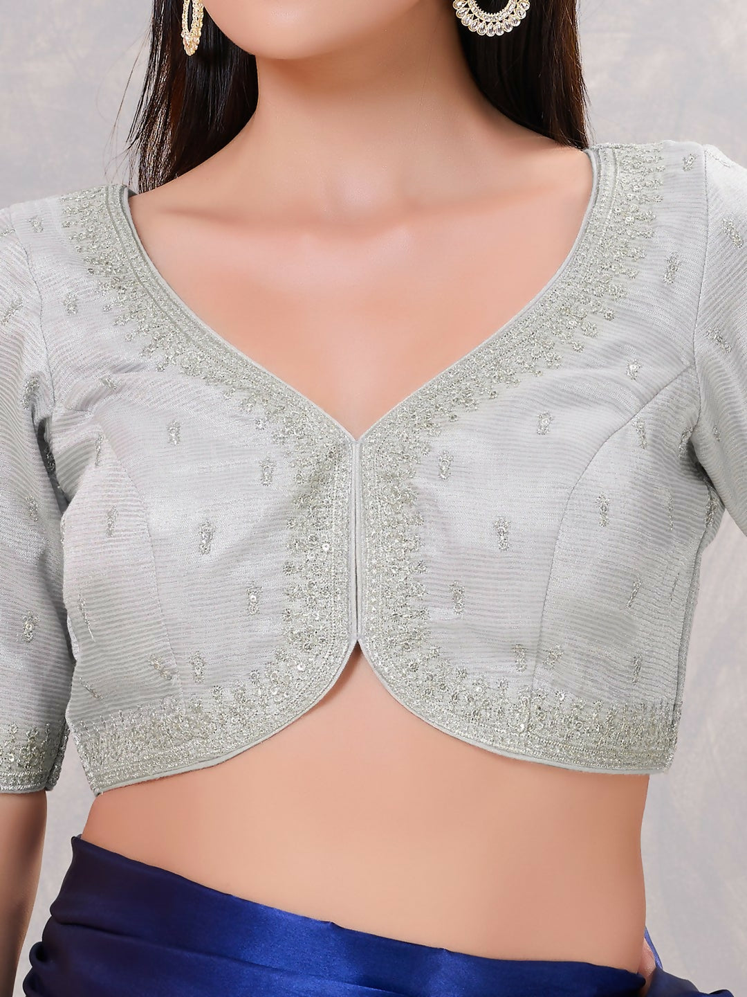 Joban Fashion Women Silk Silver Stitched Blouse