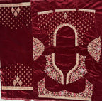 Jyoti Fashion Women's Red Velvet Fancy Dori & Sequins Multi Thread Embroidered with Diamond Work Wedding Lehenga Choli
