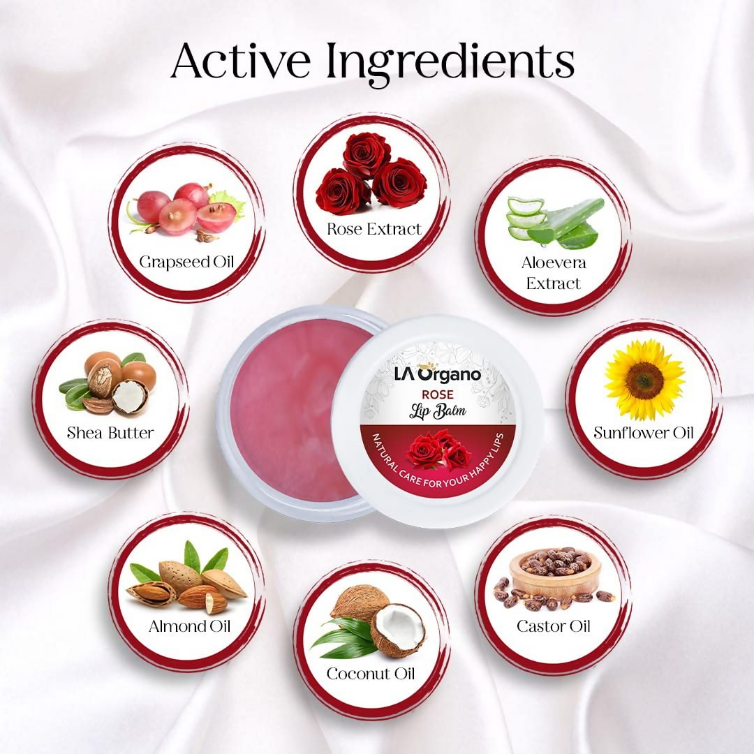 LA Organo Rose Lip Balm For Dry Chapped Lips - Distacart