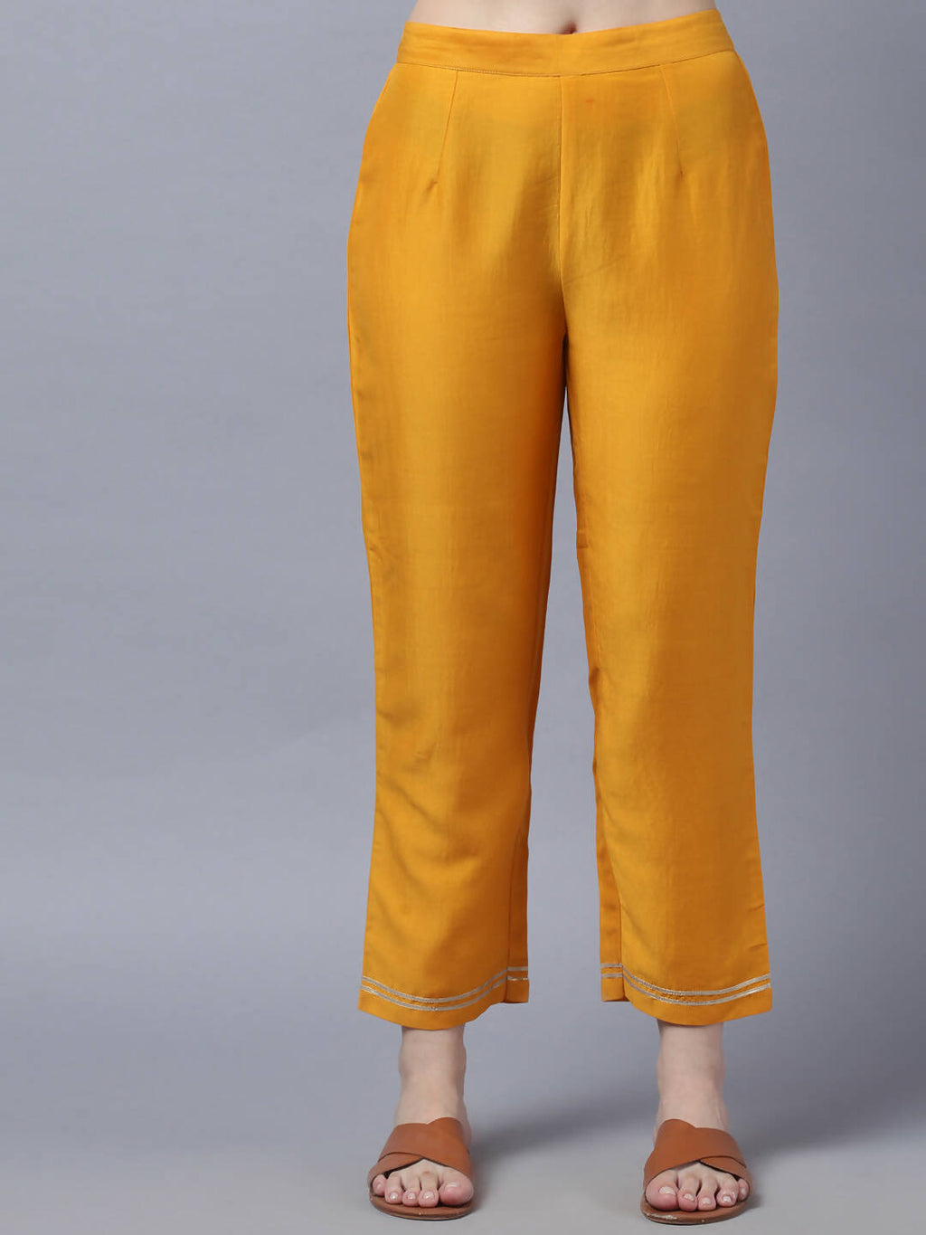 Myshka Stylish Mustard 3/4 Sleeve Women's Kurta Pant with Dupatta Set - Distacart